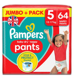 Pampers Baby-Dry Nappy Pants Size 5 Jumbo Pack (Count 64 pcs)