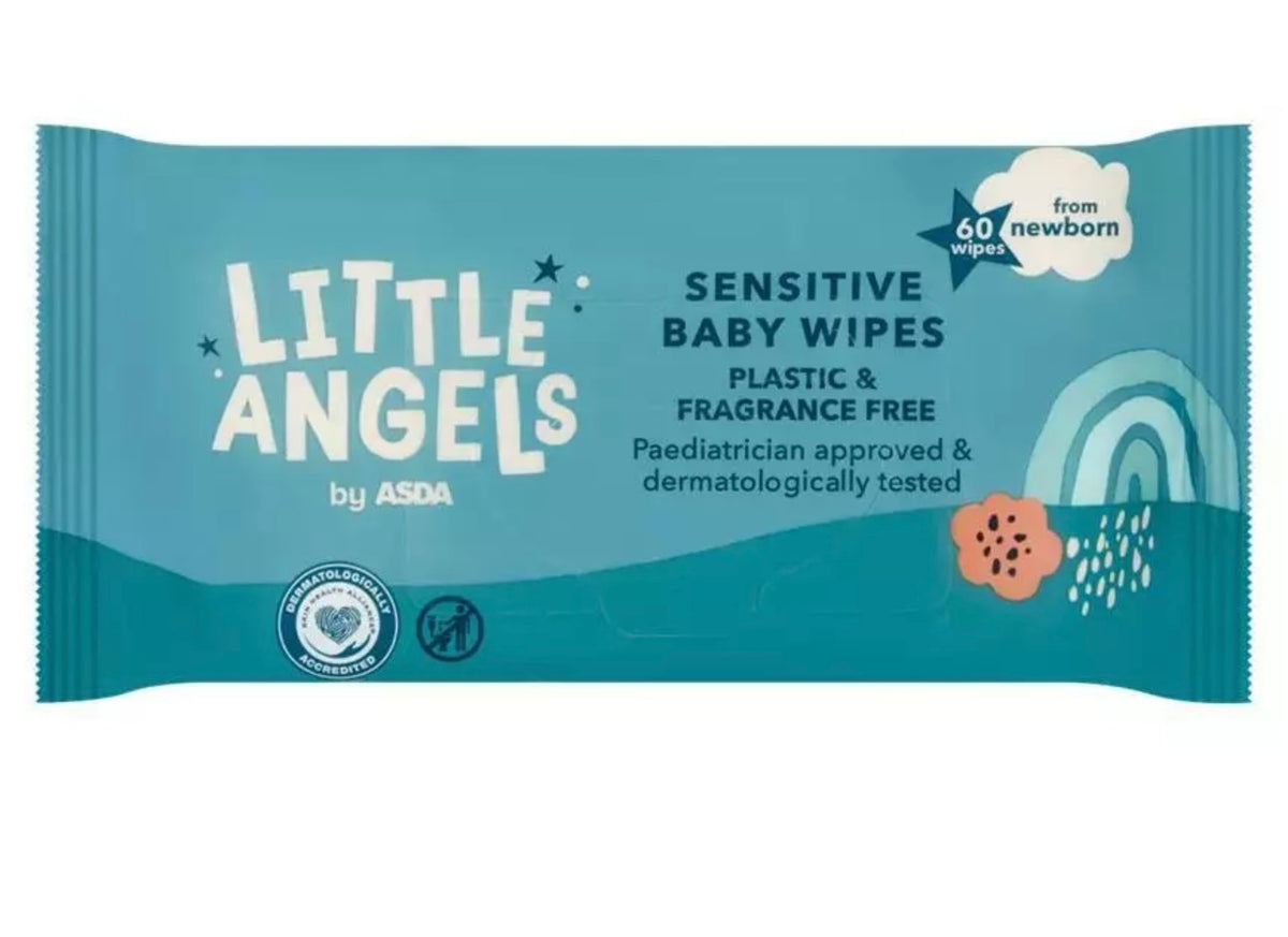 Little Angels Plastic Free Fragrance Free Sensitive Wipes (12x 60