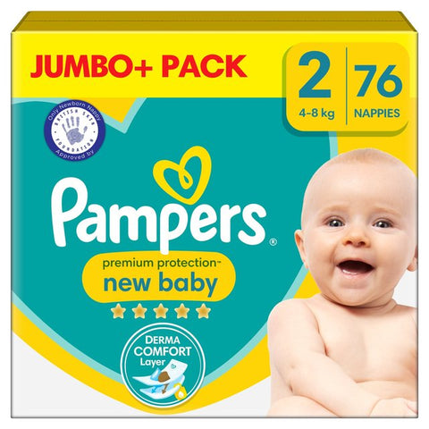 Pampers New Baby Nappies Size 2 - Jumbo+ (76pcs)