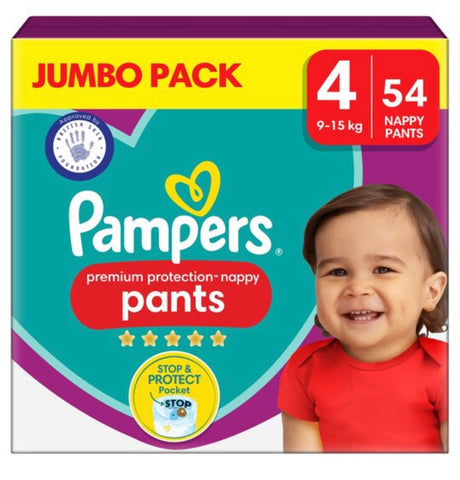 Pampers Premium Protection Nappy Pants Size 4 (count 54) Jumbo pack