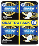 Always Ultra Night Secure Sleep Sanitary Extra Wings Size 4 Quattro Pack 36 Pads