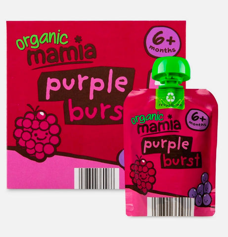 Mamia Organic Baby Food Purple Burst Purée Vegan Vegetarian 6+ Months / 5 x 90g