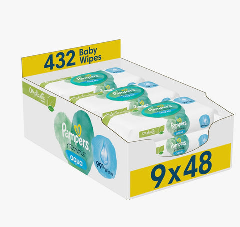 Pampers harmonie aqua wipes 9x48