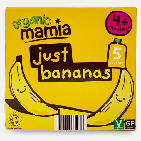 Mamia Organic Baby Food Just Bananas Puree Vegan Vegetarian 4+ Months/5x90g