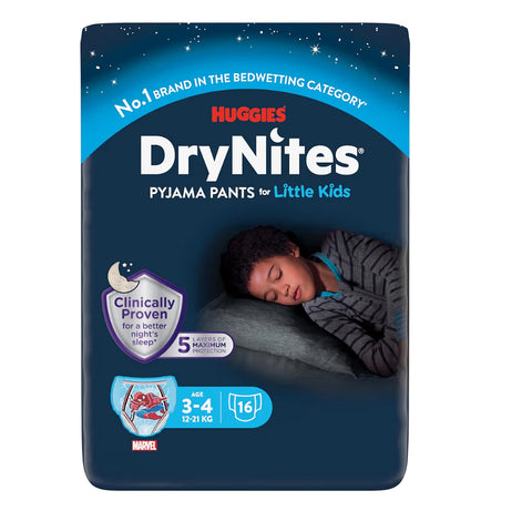Huggies DryNites Boys Pyjama Pants Age 3-4 Years 16 Nappy Pants (12-21kg)