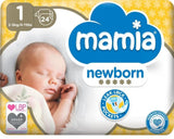 Mamia Newborn Premium Nappies Size 1 - 24 Count