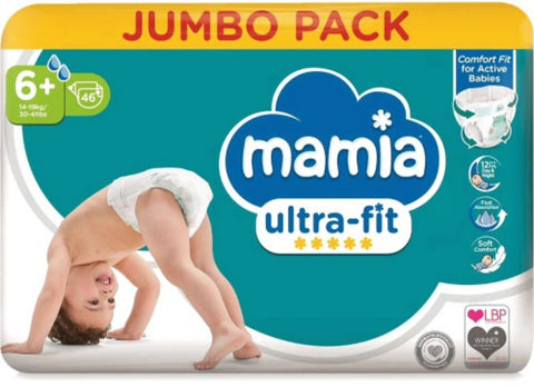 Mamia Ultra fit XL Nappies - Jumbo Pack 46 Pack/Size 6+