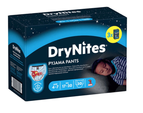 Huggies DryNites Pyjama Pants for Boys Years 4-7, 30 Pants 17-30kg