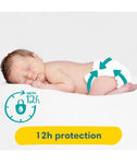 Pampers Premium Protection New Baby Size 1 Monthly Pack + Pampers Harmonie Aqua Baby Wipes