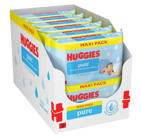 Huggies Pure Baby Wipes Maxi Pack (12x60 Wipes)