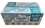 Mamia sensitive wipes fragrance free wipes  pack 6x80