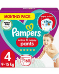 Pampers Pants Active Fit Baby Nappies size 4  (9-15 kg) count 168/ monthly pack