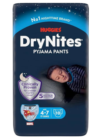 Huggies DryNites Boys Pyjama Pants Age 4-7 Years 10 Nappy Pants