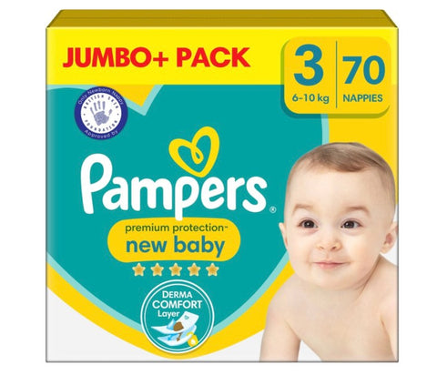 Pampers New Baby Size 3 - Jumbo+ - (70pcs)