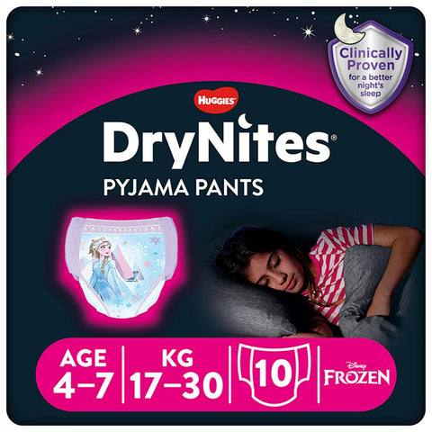 Huggies DryNites Girls Pyjama Pants Age 4-7 Years 10 Nappy Pants