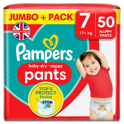 Pampers Baby Dry Nappy Pants Size 7 - Jumbo Plus Pack - 50pcs