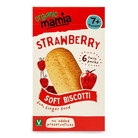 Organic Mamia Strawberry Soft Biscotti Biscuit 6x20g (Pack of 2)