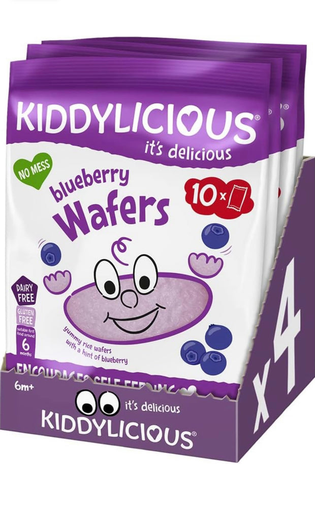 Kiddylicious Blueberry Wafers - Gluten and Dairy Free Kids Snack - Suitable  for 6+ Months - 4 x 10 Twin Packs : : Grocery
