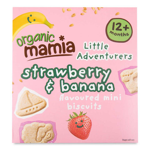 Organic Mamia Mini Strawberry & Banana Flavoured Biscuits 100g (Pack of 2)