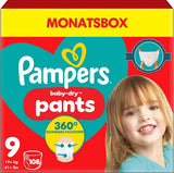 Pampers Baby-Dry Nappy Pants Size 9, 108 Nappies, 19kg+, Monthly Pack