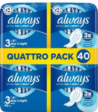 Always Ultra Night Size3 Sanitary Towels Wings Absorbent Protection Pack 40 Pads