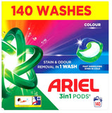 Ariel All 3 in 1 Colour Wash Pods Laundry Detergent Power Washing Pack 140 Capsules