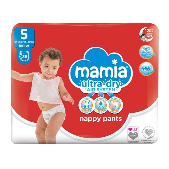 Mamia Ultra-fit Nappy Pants 40 Pack / Size 4, 8-15kg / 18-33lbs